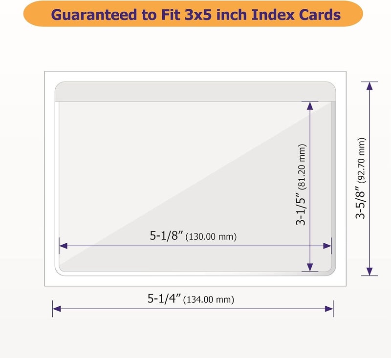 IMAGAME Clear Adhesive 3" x 5" Index Card Pockets With Top Open Loading, 50 Pack, Plastic Labels Holders for Storage Bins and Library, Ideal for Organizing and Protecting Your Cards - Image 3